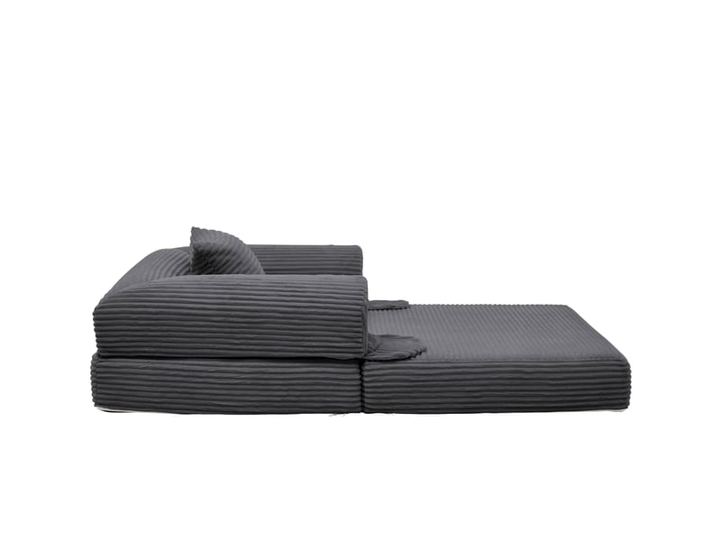  Fauteuil convertible 1 place en lit sans outil  - coussin inclus velours côtelé rembourré gris  - Conforama A