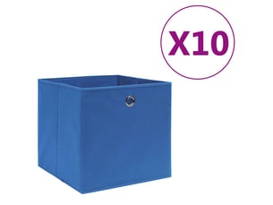 Boîtes de rangement 10 pcs tissu intissé 28x28x28 cm bleu