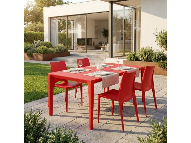 Lot de 4 chaises empilables en polypropylène lione - rouge - Conforama B
