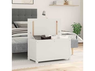 Boîte de rangement, coffre de rangement blanc 80x40x45,5 cm bois massif de pin
