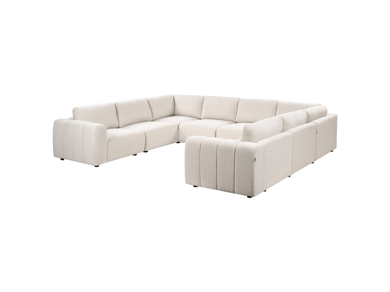 Canapé modulable en forme de u 8 places kivvik bouclé blanc cassé  - Conforama E