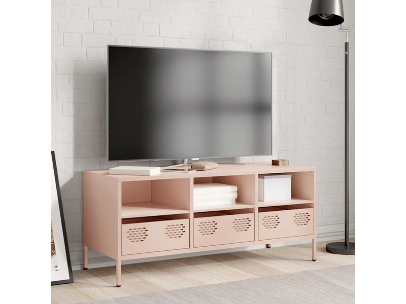  Meuble tv - banc tv - meuble de rangement rose 101,5x39x43,5 cm acier laminé à froid  - Conforama C