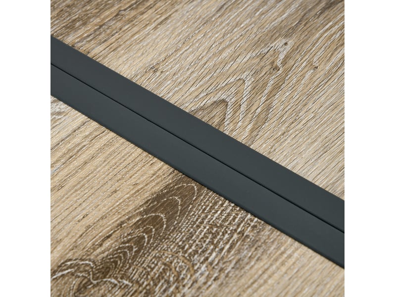  Table de jardin 145 x 85 x 72 cm grise en acier, plateau plastique aspect bois, pour 6 personnes  - Conforama E