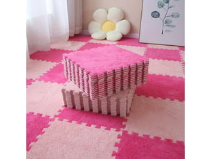 Ensemble de tapis de sol en mousse pelucheuse de 12 pièces: carrés de tapis pour un confort et une protection antidérapants