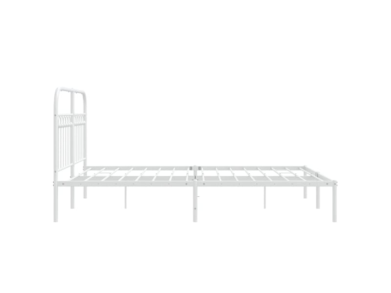  Lit double- lit adulte -  cadre de lit métal sans matelas et tête de lit blanc 140x200 cm  - Conforama D