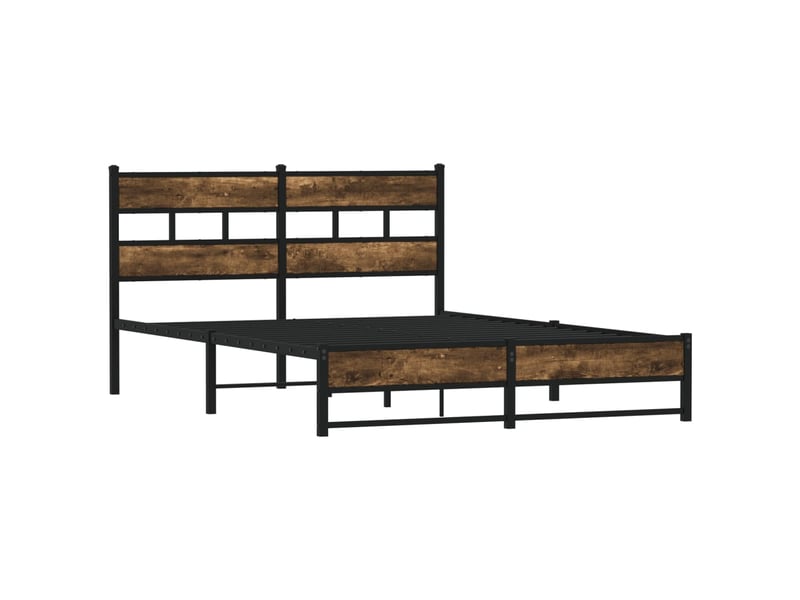  Lit double- lit adulte -  cadre de lit en métal sans matelas chêne fumé 150x200 cm  - Conforama B