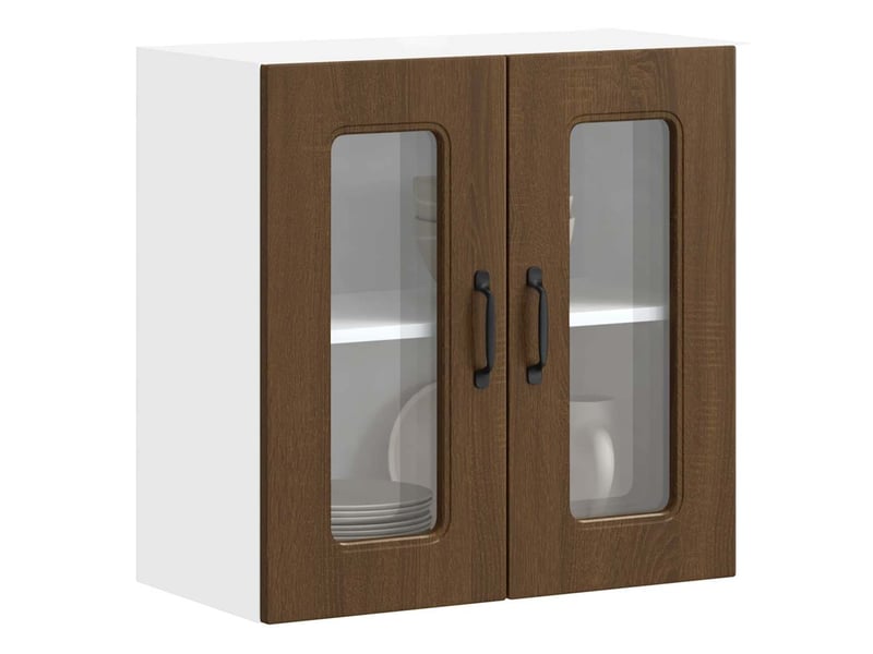  Armoire murale de cuisine et porte en verre kalmar chêne marron shl8627  - Conforama B
