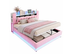 Lit coffre 180x200 cm OKMYHOME   coloris rose