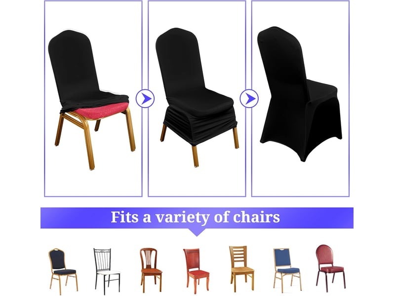  Lot de 10 housses de chaise de mariage extensibles en spandex noir, housses de chaise universelles, adaptées aux mariages, événements, banquets, fête XLH-ZLS-009313ZLS - Conforama D