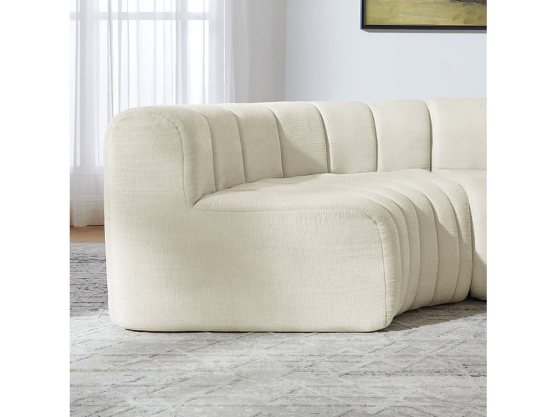  Canapé d'angle modulable 4 places 283x198x64.7 cm avec modules combinables, beige  - Conforama D