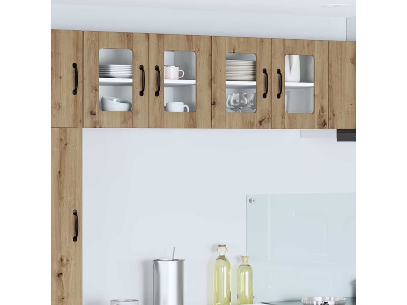  Meuble mural de cuisine, cabinet en verre mural 2 pcs chêne artisanal shl2731  - Conforama B