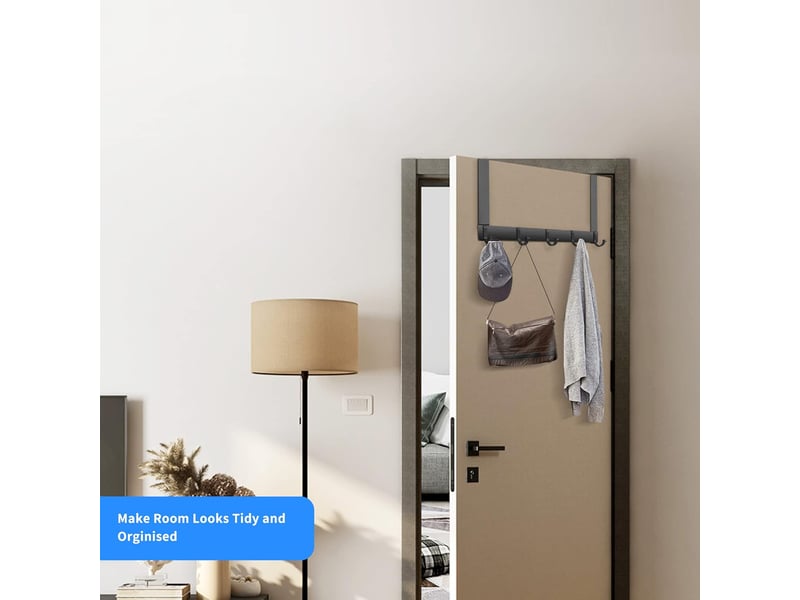  Crochets pour rebord de porte avec 5 alliage d'aluminium accroche patère cadre seche crochet serviette salle de bain pour sans percage trou, noir  - Conforama C