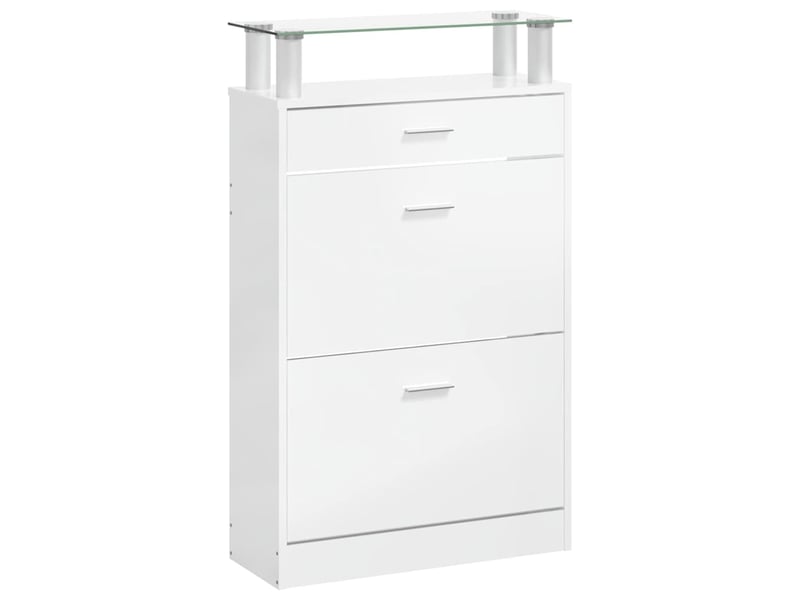  Meuble à chaussure | armoire à chaussure blanc brillant 63x24x104 cm bois ingénierie  - Conforama E
