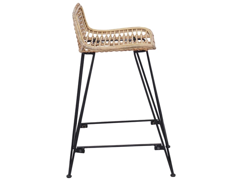  Lot de 2 tabouret de bar, chaise de bar naturel 44x45x76 cm rattan et acier  - Conforama D
