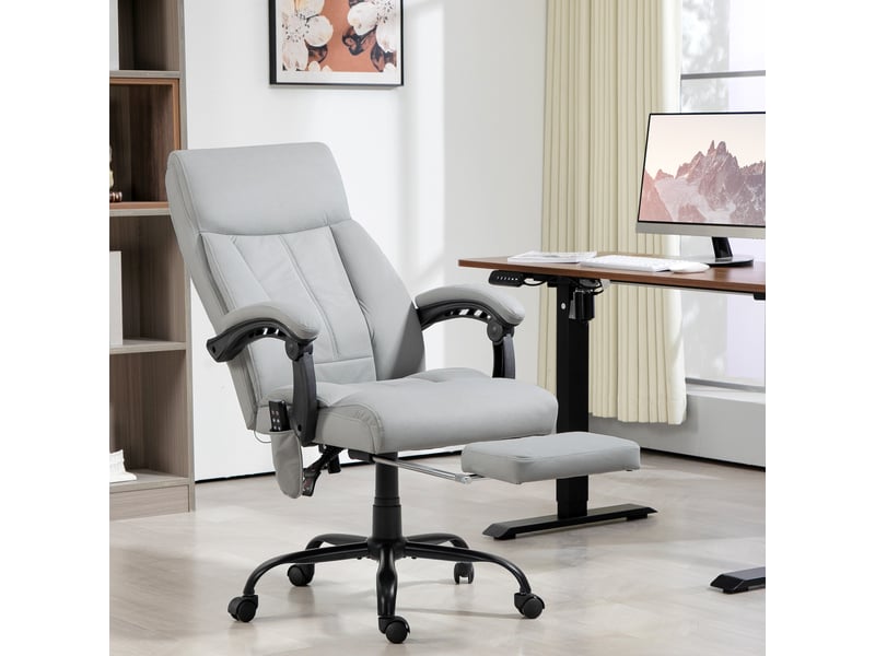  Fauteuil de bureau avec fonction massage et chauffage, repose-pieds, jusqu'à 120 kg, gris  - Conforama D