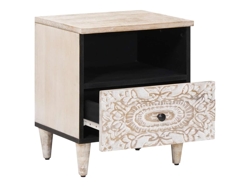  Table de chevet avec tiroir 2 pièces blanc 40 x 33 x 46 cm  - Conforama A