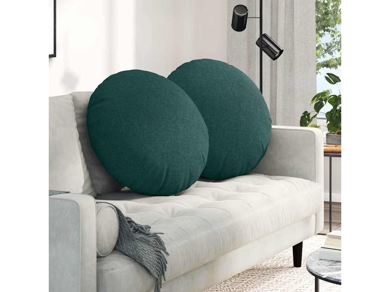  Lot de 2 coussins de siège, coussins décoratifs tissu vert foncé ø60 x 21 cm cf59876  - Conforama B