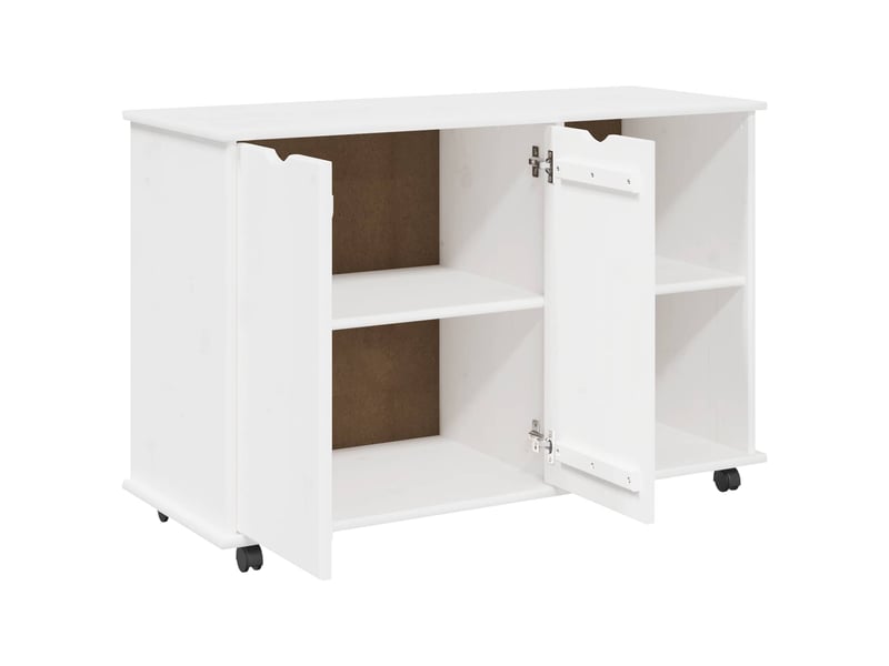  Caisson roulant de bureau blanc 100 x 39 x 65,5 cm bois de pin massif  - Conforama D