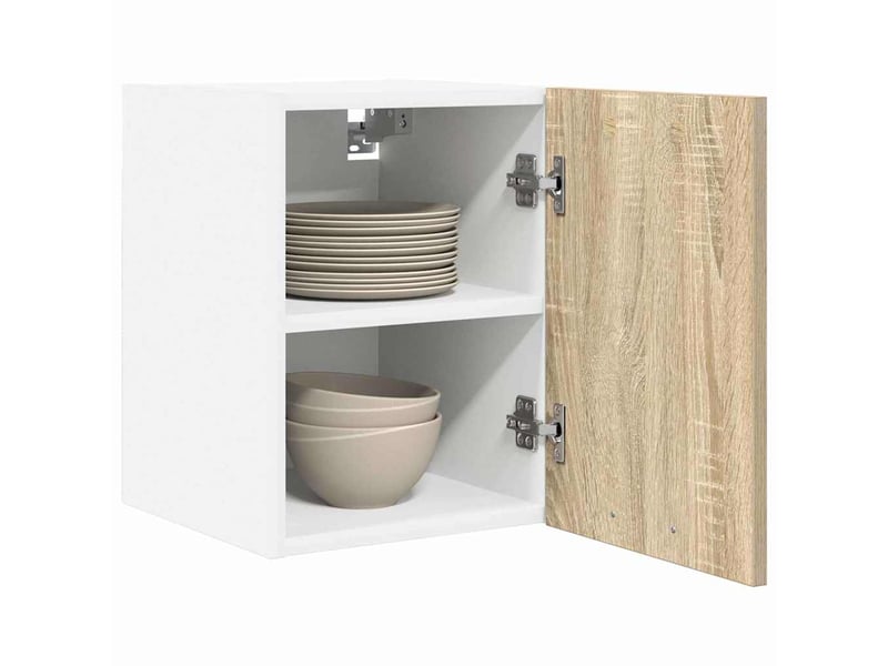 Armoire suspendue 2 pcs chêne sonoma et blanc bois d'ingénierie shl6716 - Conforama C