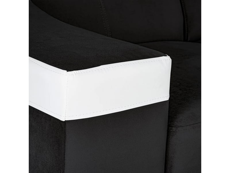  Lucky mini - canapé d’angle convertible réversible en velours noir et simili blanc LUCKY-MINI-NOI-BLA - Conforama C