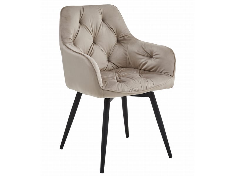 Family chaise - velours beige foncépieds noirs x 2  - Conforama C