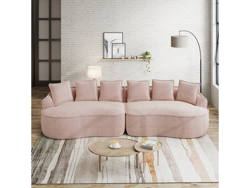 Canapé modulable 320x114x67 cm tissu chenille assise profonde - mobilier de salon - assise confortable - moderne - rose OPULERANE TRADING LTD - Conforama C