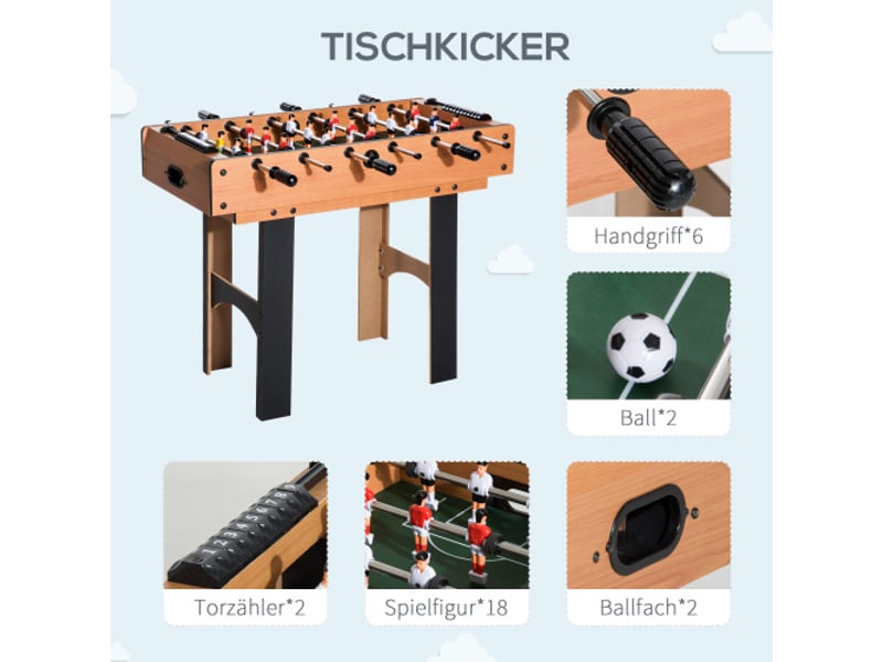 Table de jeu 4 en 1, baby-foot, hockey, ping-pong, billard, multifonction, 87x43x73 cm, loisirs - Conforama D