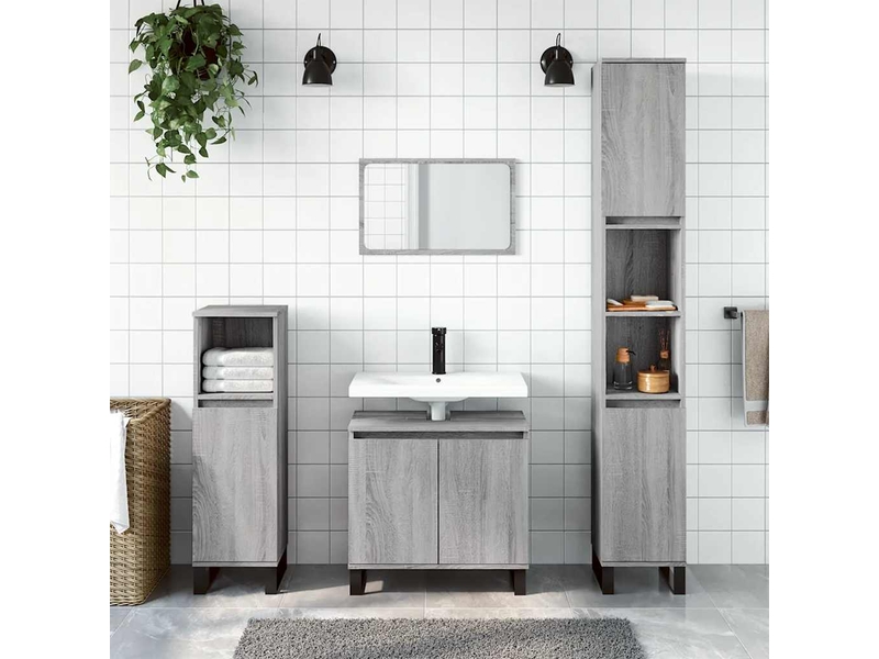  Amoire de salle de bain sonoma gris 58x33x60cm bois d'ingénierie shl3025  - Conforama B
