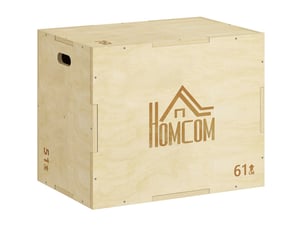 Box pliométrique 3-en-1 61x51x76 cm avec poignées bois naturel
