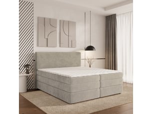 Lit avec rangement 160x200 cm <strong>MASSENO</strong> <strong></strong> coloris beige