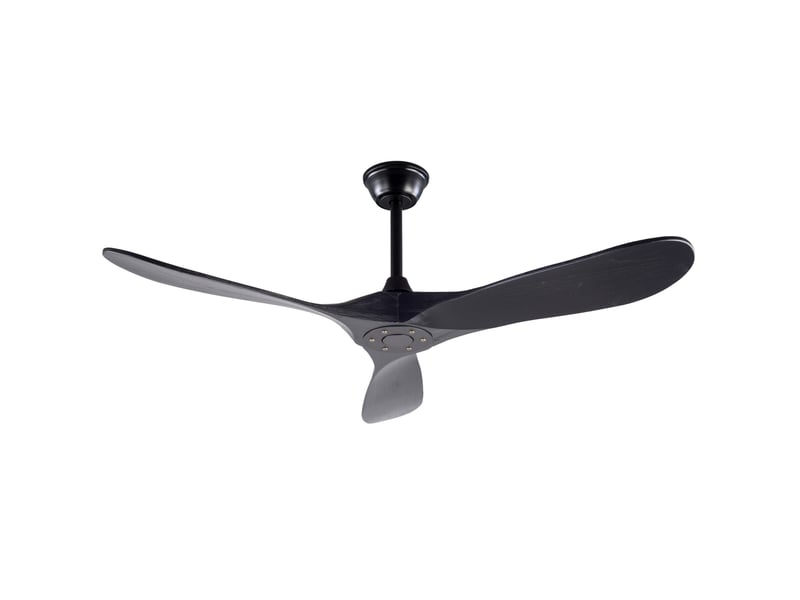  Ventilateur de plafond 132 cm noir, 3 pales en bois, moteur réversible 6 vitesses avec télécommande incluse  - Conforama A