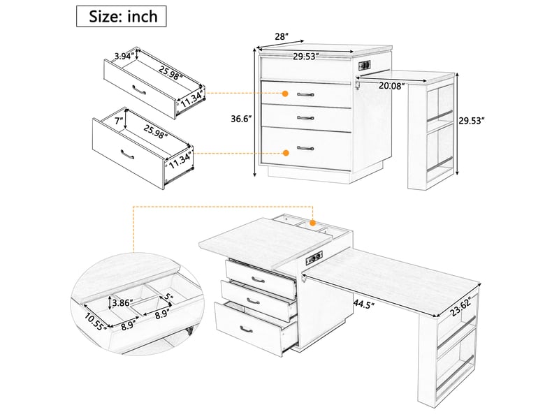  Table de salle à manger extensible avec led, 3 tiroirs, 2 portes et niches pour cuisine et salle à manger en mdf bleu  - Conforama E
