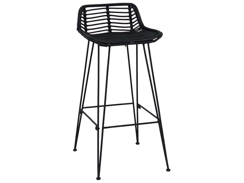  Lot de 2 tabouret de bar, chaise de bar noir 44x46x91 cm rattan et acier  - Conforama D