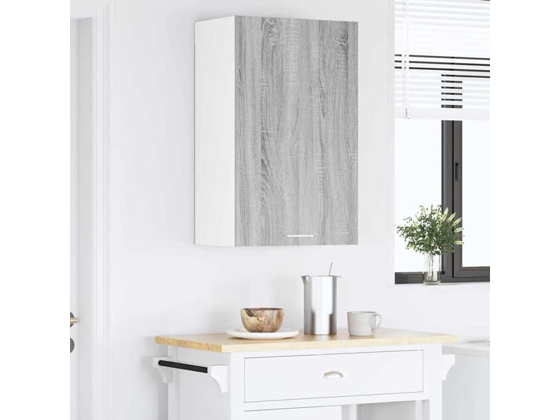 Meuble de rangement | armoire suspendue gris sonoma et blanc 50 x 31 x 80 cm - Conforama D