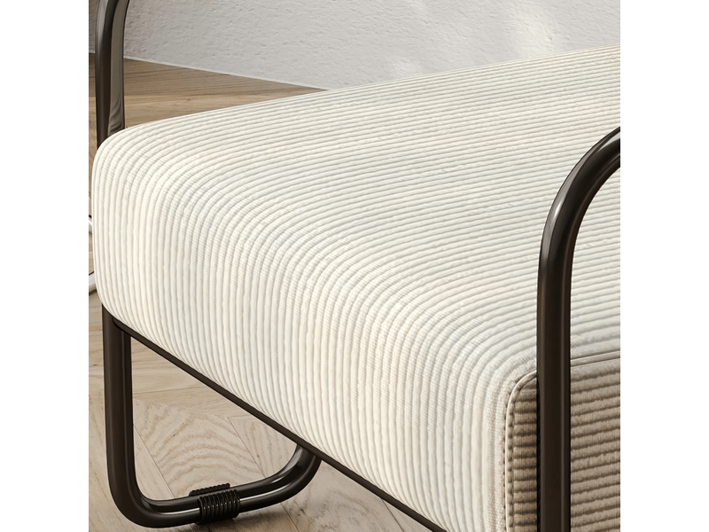  Fauteuil en velours côtelé beige et métal noir W3915P460807 - Conforama D