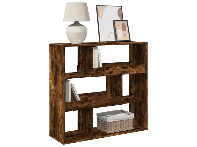  Cloison bibliothèque, meuble de rangement chêne fumé bois d'ingénierie shl7714  - Conforama C