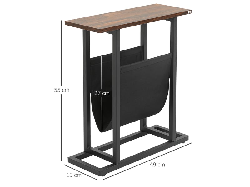 Table basse compacte avec poche de rangement et structure en acier, pour salon et chambre, 49 × 19 × 55 cm  - Conforama D