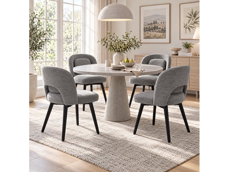 Chaises de salle à manger pivotantes 360° lot de 2, velours et bois d'hévéa gris  - Conforama B