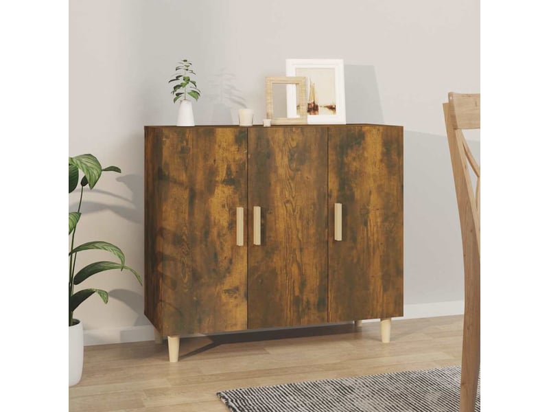  Buffet - bahut - meuble de rangement chêne fumé 90x34x80 cm bois d'ingénierie  - Conforama B