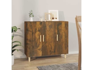 Buffet - bahut - meuble de rangement chêne fumé 90x34x80 cm bois d'ingénierie