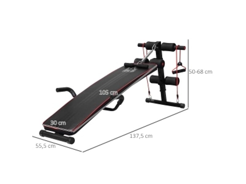 Banc de musculation réglable 137,5x55,5x50-68 cm noir en acier, bandes de résistance pour exercices  - Conforama C