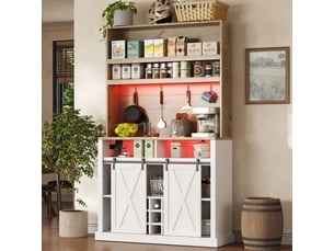 Meuble haut cuisine 191 cm avec led prise crochets rangement bouteilles vitrine cuisine salle à manger