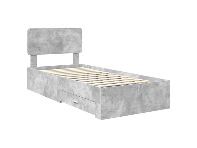 Lit simple- lit adulte - cadre de lit gris béton 100 x 200 cm bois d'ingénierie - Conforama C
