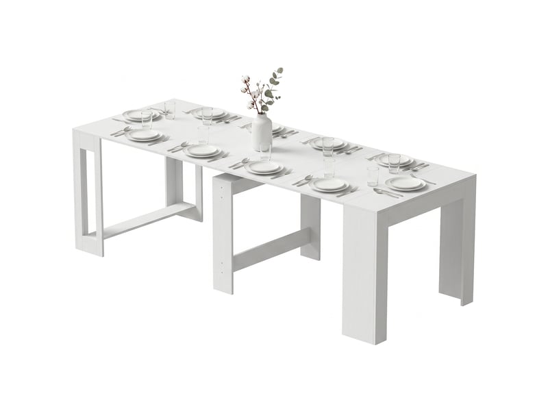  Console extensible pour 10 personnes, blanche  - Conforama B