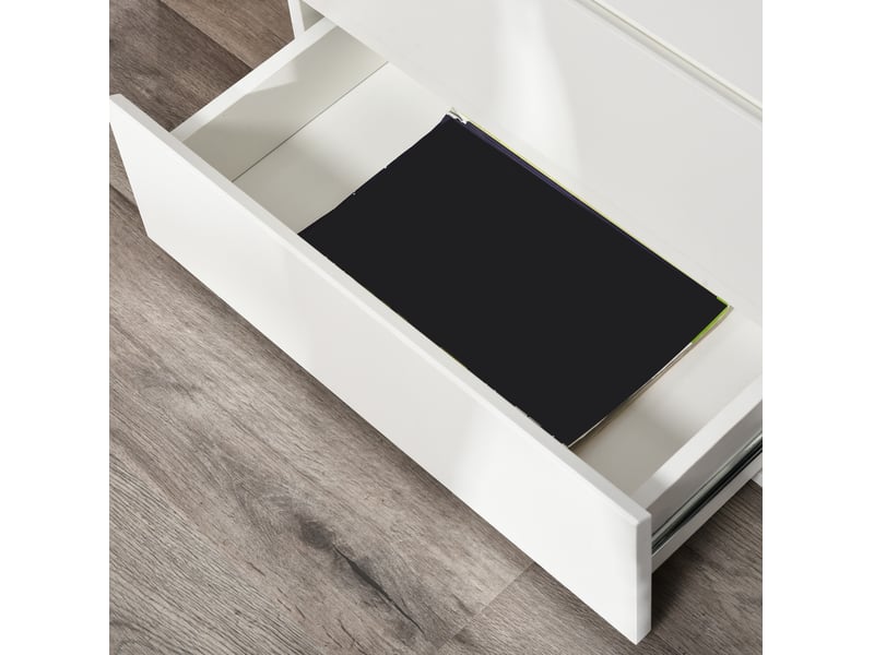  Commode à 4 tiroirs 55 x 33 x 80 cm – blanc – fermeture amortie et fixation murale anti-basculement  - Conforama E
