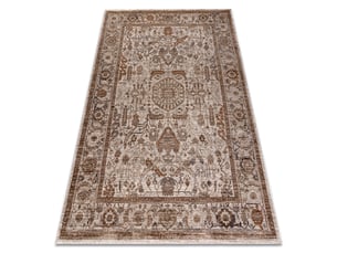 Tapis laris 736 crème   beige – motif cadre, ornemental, classique, vintage, franges 80x300 cm