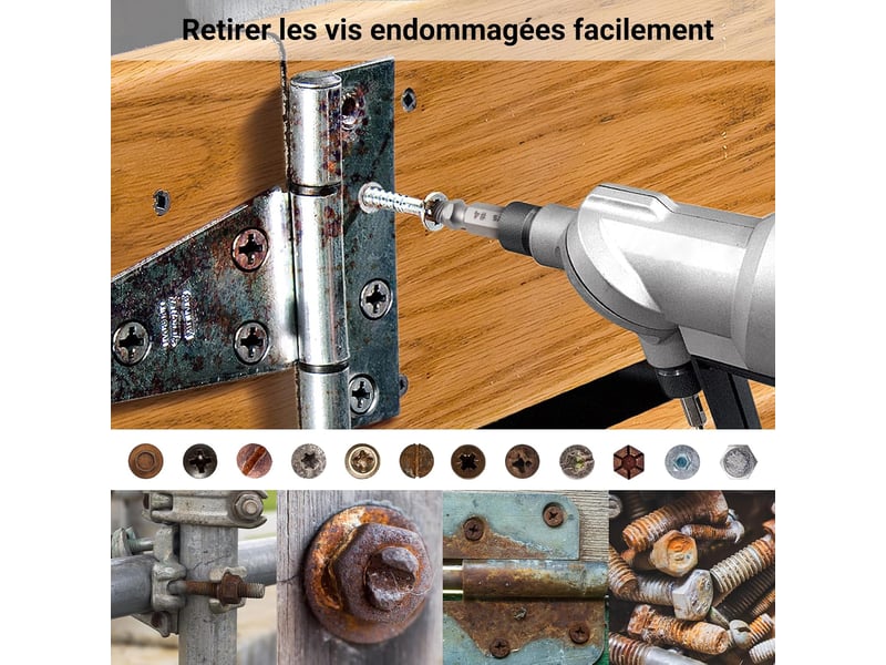  Lot de 8 extracteurs de vis endommagées, outil de démontage de vis hss avec 3 forets à tarauder  - Conforama D