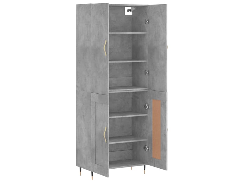  Buffet haut - bahut - meuble de rangement gris béton 69,5x34x180 cm bois d'ingénierie  - Conforama C