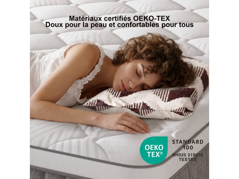  Novilla matelas en mousse 160 x 200 cm, épaisseur 25 cm, réversible, 7 zones, housse lavable, tissu oeko-tex, mousse certipur-us  - Conforama E