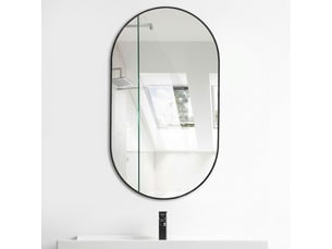 Miroir de salle de bain ovale 50x70 cm mural – cadre métal noir moderne